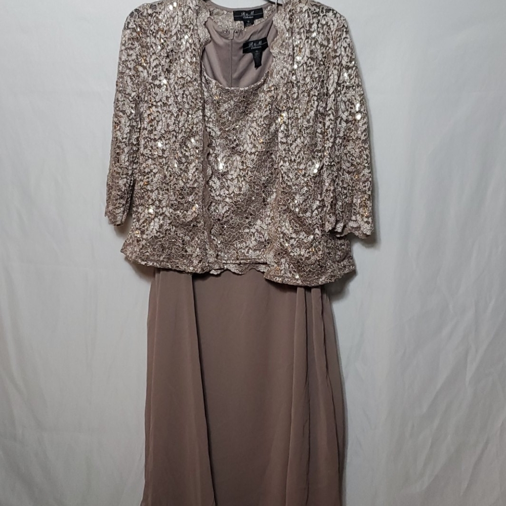 Champagne  Sequence dress 2 piece with top jacket